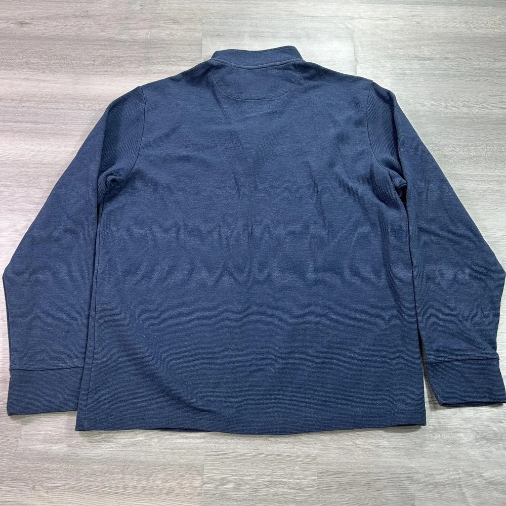 Vineyard Vines Sweater Mens Medium Blue Waffle Knit 1/4 Zip Mock Neck Pullover‎